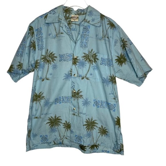 Go Barefoot mens short sleeve Hawaiian shirt size M palm trees button down - Picture 1 of 6